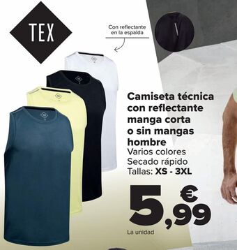 Carrefour Camiseta técnica con reflectante manga corta o sin mangas hombre oferta