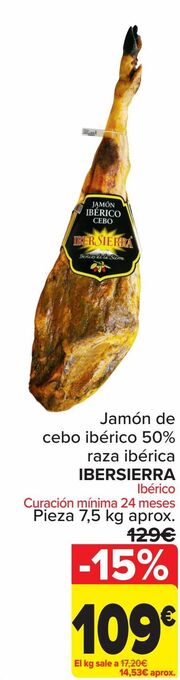 Carrefour Jamón de cebo ibérico 50% raza ibérica ibersierra oferta