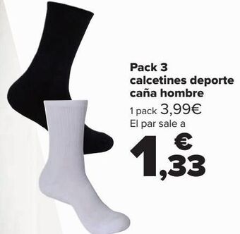 Carrefour Pack 3 calcetines deporte caña hombre oferta