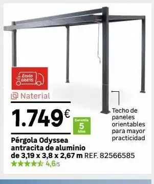Leroy Merlin Envío gratis naterial 1.749€ garantia alos techo de paneles orientables para mayor practicidad pérgola odyssea antracit oferta