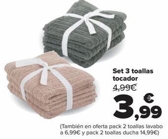 Carrefour Set 3 toallas tocador oferta