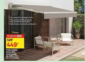Leroy Merlin Con semicofre: protege la tela tela acrílica de alto gramaje: muy resistente y duradera motorizado con mando a distancia te oferta
