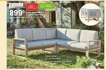 Leroy Merlin Naterial 899€ sofá esquinero solaris marrón ref. 83813236 envio gratis entorno saludable ideal para 5 comensales cojines oferta