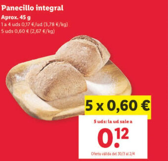 Lidl Panecillo Integral oferta