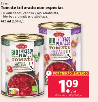 Lidl Tomate Triturado Con Especias oferta