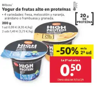 Lidl Yogur De Frutas Alto En Proteinas oferta