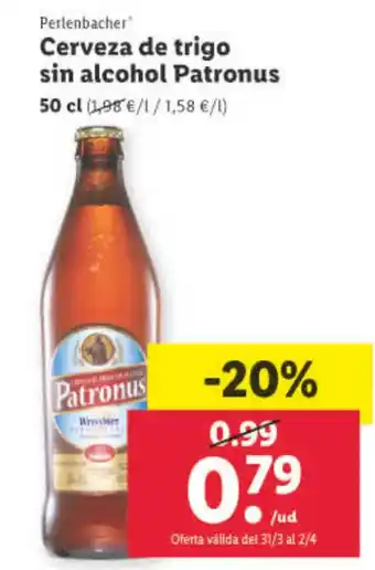 Lidl Cerveza De Trigo Sin Alcohol Patronus oferta