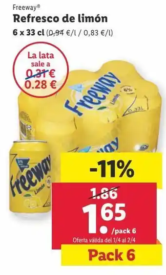 Lidl Refresco de limón freeway oferta