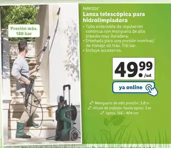 Lidl Lanza telescópica para hidrolimpiadora parkside oferta