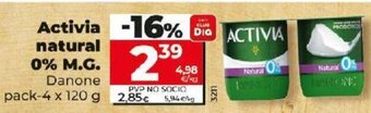 Dia Activia Natural 0% M.G. oferta