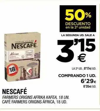 BM Supermercados 50% descuento en la 2a unidad nescafé café farmers origins africa oferta