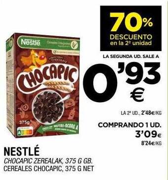 BM Supermercados 70% descuento en la 2a unidad nestlé cereales chocapic oferta