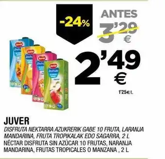 BM Supermercados Juver néctar disfruta sin azúcar 10 frutas naranja mandarinas frutas tropicales o manzana oferta