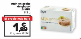 Carrefour Atún en Aceite de Girasol SIMPL oferta