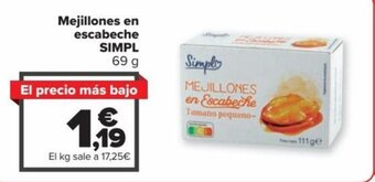 Carrefour Mejillones en Escabeche SIMPL oferta