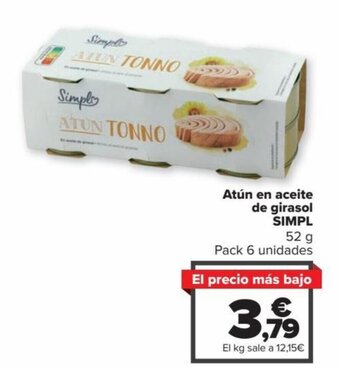 Carrefour Atún en Aceite de Girasol SIMPL oferta