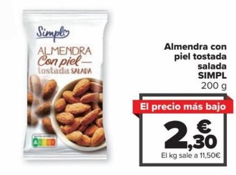 Carrefour Almendra Con Piel Tostada Salada SIMPL oferta