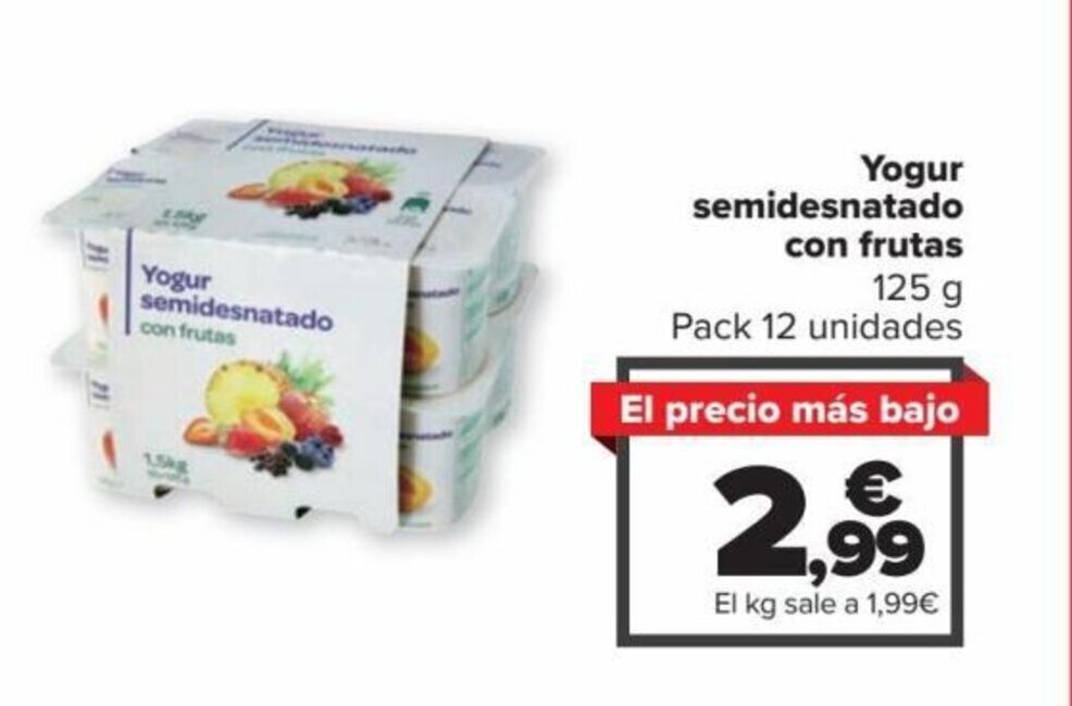 Carrefour Yogur Semidesnatado Con Frutas oferta