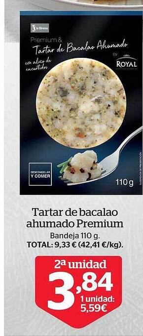 La Sirena Tartar de bacalao ahumado premium oferta