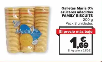 Carrefour Galletas Maria 0% Azúcares Añadidos Family Biscuits oferta