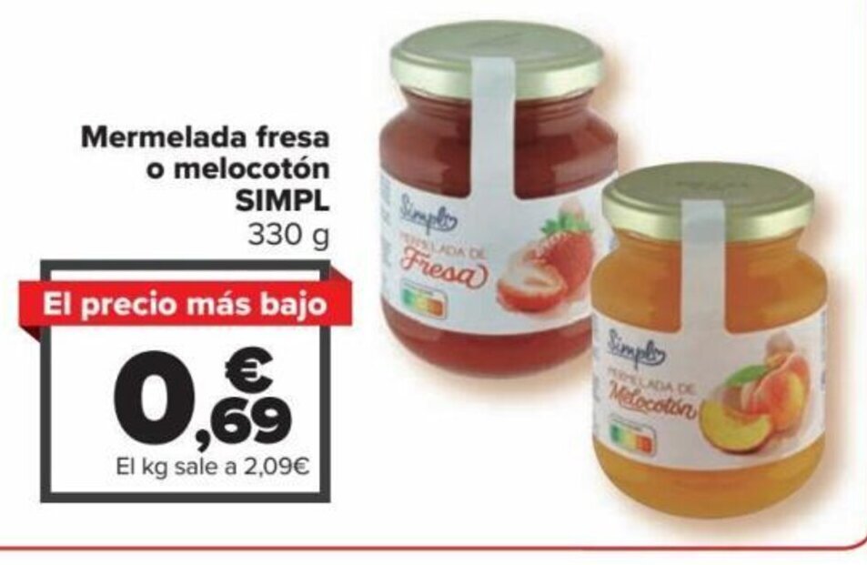 Carrefour Mermelada Fresa o Melocotón oferta