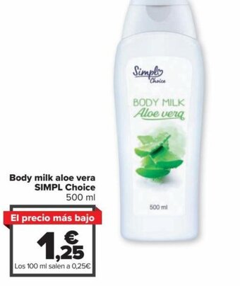 Carrefour Body Milk Aloe Vera Simpl Choice oferta