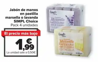 Carrefour Jabón de Manos en Pastilla Marsella o Lavanda Simpl Choice oferta