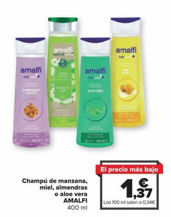 Carrefour Champú de Manzana, Miel, Almendras o Aloe Vera Amalfi oferta