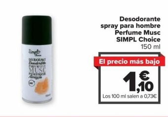 Carrefour Desodorante Spray Para Hombre Perfume Musc Simpl Choice oferta