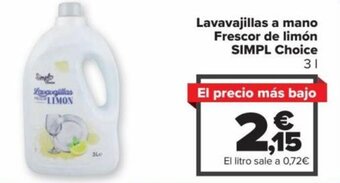 Carrefour Lavavajillas a Mano Frescor de Limón Simpl Choice oferta