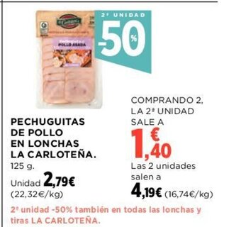 Hipercor Pechuguitas de Pollo en Lonchas La Carloteña oferta