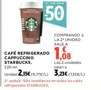 Hipercor Café Refrigerado Cappuccino Starbucks oferta