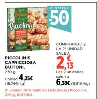 Hipercor Piccolinis Capricciosa Buitoni oferta