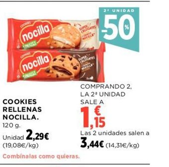 Hipercor Cookies Rellenas Nocilla oferta