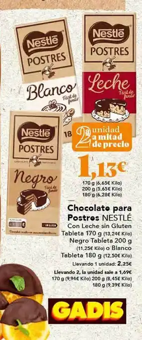 Gadis Chocolate para postres nestlé oferta