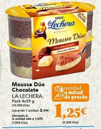 Gadis Mousse dúo chocolate la lechera pack 4 oferta