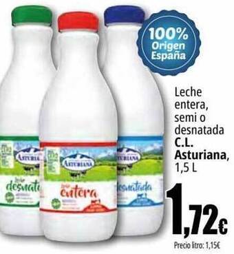 Unide Supermercados Leche entera, semi o desnatada c.l. asturiana oferta