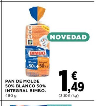 Hipercor Pan de Molde 50% Blanco 50% Integral Bimbo oferta