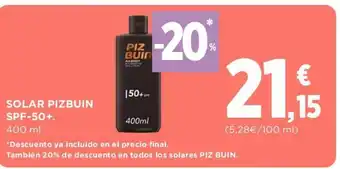 Hipercor Solar Pizbuin SPF-50+ oferta