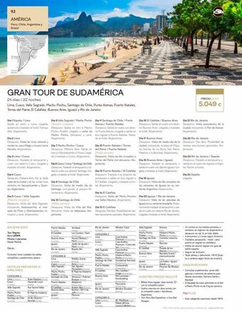 Tui Travel PLC 92 américa perú, chile, argentina y brasil puerto natales gran tour de sudamérica 24 días / 22 noches lima, cusco, vall oferta