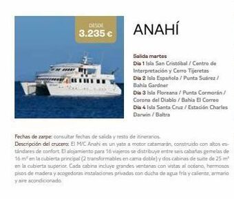 Tui Travel PLC Desde 3.235 € anahí salida martes dia 1 isla san cristóbal / centro de interpretación y cerro tijeretas dia 2 isla españ oferta