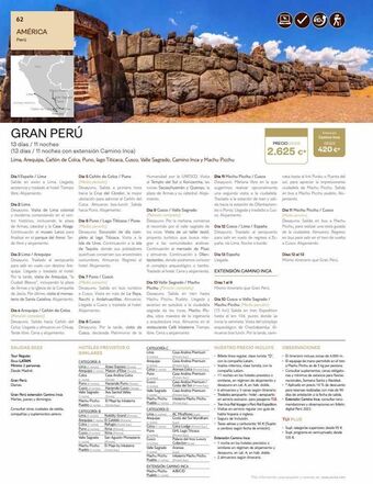 Tui Travel PLC 62 américa perú lima oceano pacífico cafin de c machu puth gran perú 13 días / 11 noches (13 días / 11 noches con ex oferta