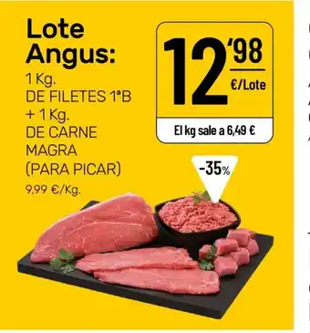 AhorraMas Lote Angus: 1kg De Filetes 1°B + 1 kg. De Carne Magra (Para Picar) oferta