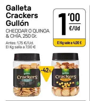 AhorraMas Gullón Galleta Crackers Cheddar O Quinoa & Chía 250 gr. oferta