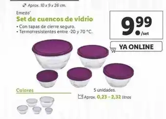 Lidl Ernesto Set De Cuencos De Vidrio 10 x 9 x 26 cm oferta
