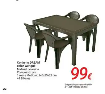 Carrefour Conjunto Dream Color Wengué 140x85x73 cm oferta