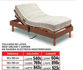 Hipercor Colchón De Látex New Orchid Y Somier De Madera Eléctrico Mediterráneo 90 x 190cm oferta