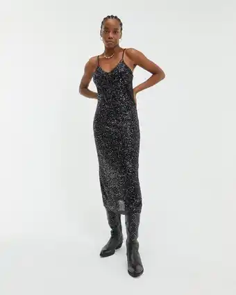 System Action Vestido largo ajustado lentejuelas oferta
