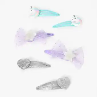 Claire's Claire's club glitter tulle bow snap hair clips - 6 pack oferta