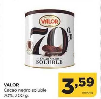 Alimerka Valor cacao negro soluble 70% oferta